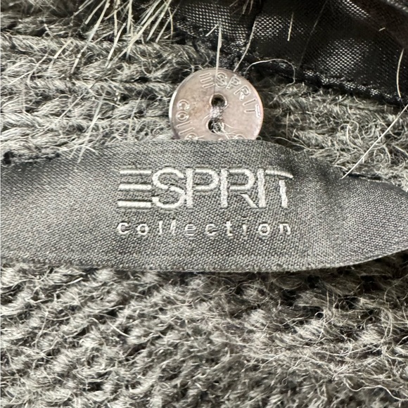 Esprit Faux Fur Collar Wrap Grey Knit Cardigan Belted Size Small - Picture 4 of 14